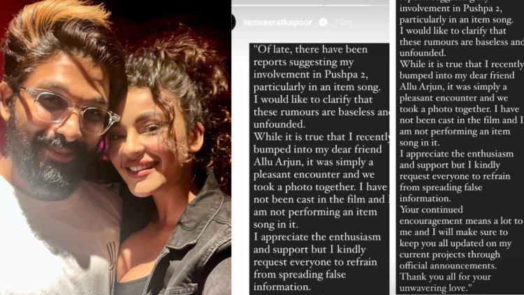 Seerat Kapoor speaks up about her appearance in an item song for Pushpa 2