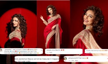 Seerat Kapoor Stuns in Red Saree at 'Manamey' Pre-Release Event: Fans React with Enthusiasm